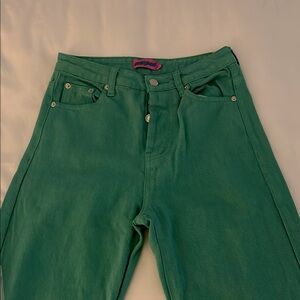 Green High Rise Jeans with Classic Straight-Leg